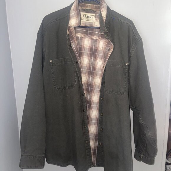 Vintage LL Bean Mens Red  Flannel Lined Snap Shirt  Jacket Size XL - Picture 1 of 5